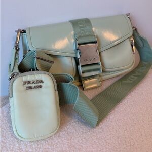 PRADA Crossbody Bag Spazzolato Leather and Tessuto